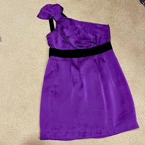 Royal purple BCBG one shouldered dress